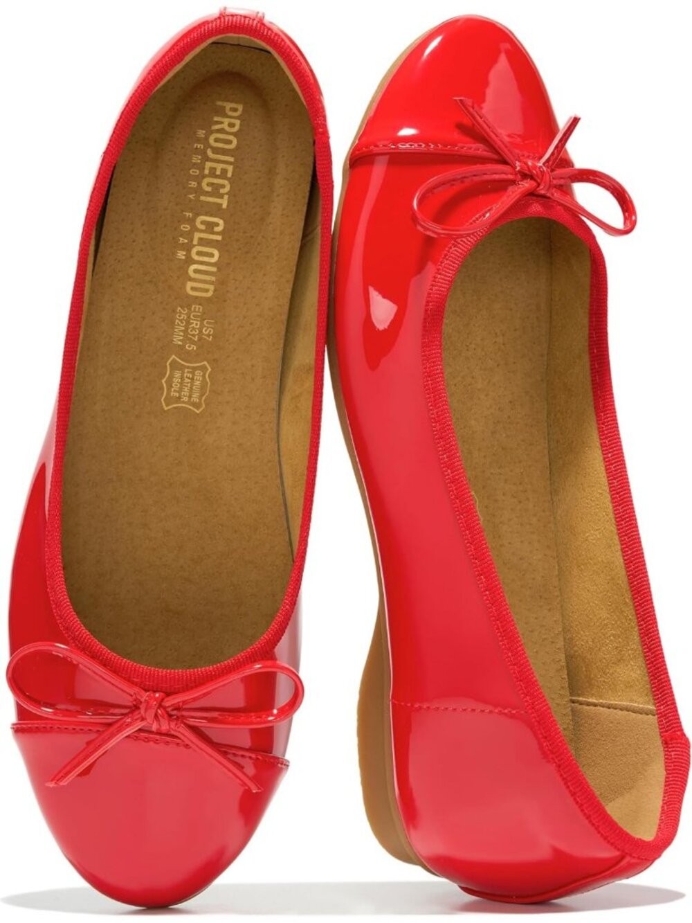 Women's Red Patent Durable Genuine Leather Insole and Lightweight Flats Shoes
